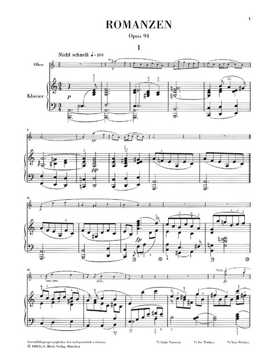 Schumann R. - Romances For Oboe (or Violin Or Clarinet) And Piano Op. 94 (version For Clarinet)