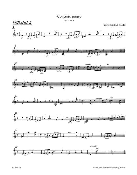 Haendel G. F. - Concerto Grosso D-moll HWV 316 Op. 3/5 - Violon 2