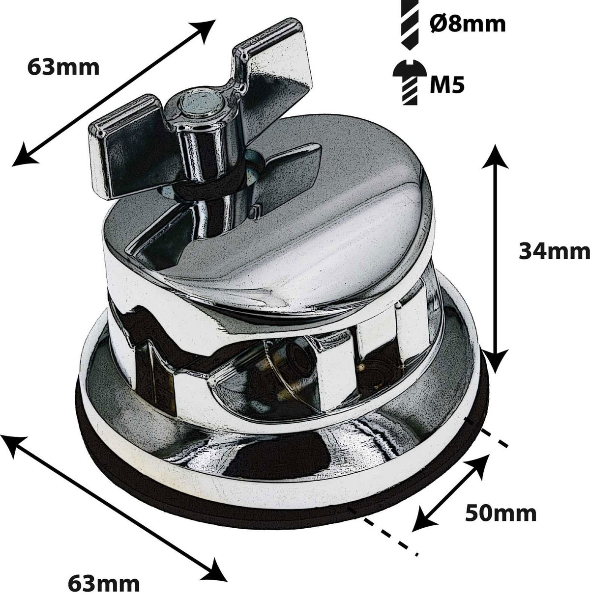 TB10BK - Deluxe Round Tom / Floor Tom Bracket 50mm - Black (x1)