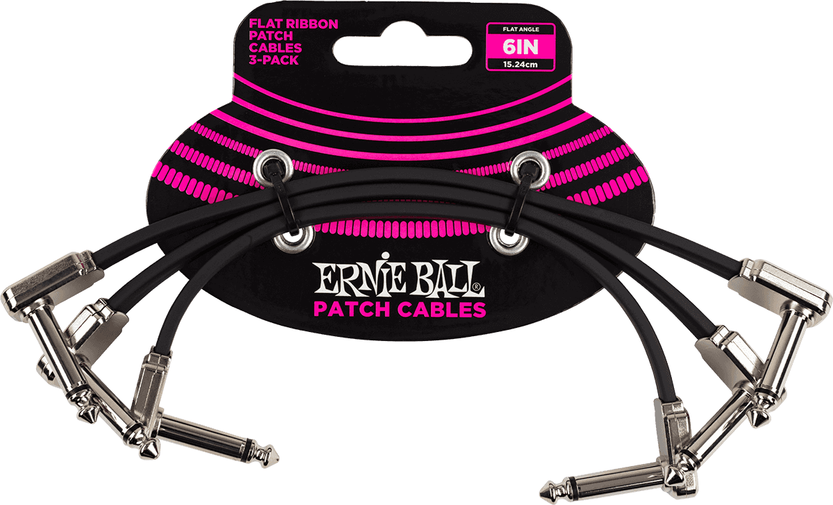 Instrumentkabel Patch Pack von 3 - Abgewinkelt Dünn & Flach - 15 CM