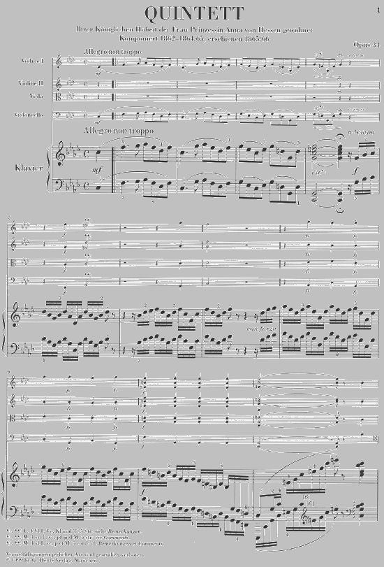 Brahms J. - Piano Quintet F Minor Op. 34