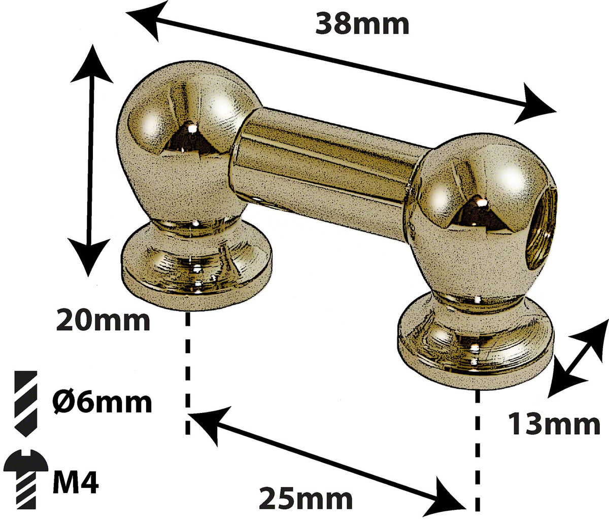 TL1S25-BR Rohrböckchen 25mm Messing Einseitig (X1)