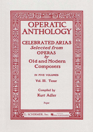 OPERATIC ANTHOLOGY VOL. 3 - TENOR ET PIANO