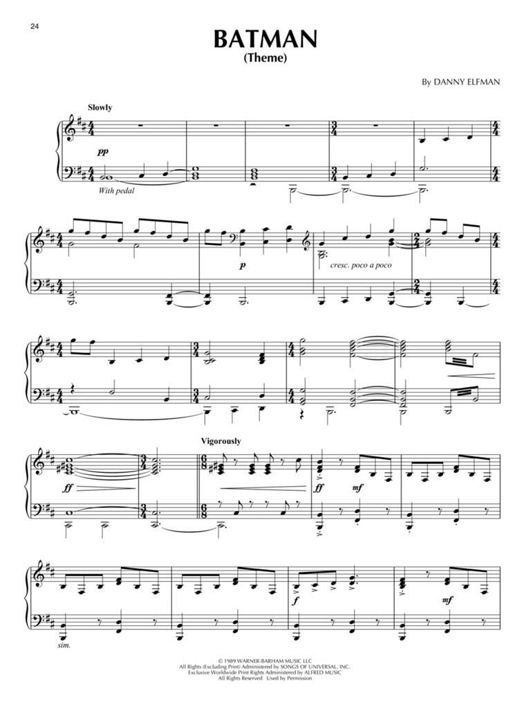 THE MOVIE & TV MUSIC OF DANNY ELFMAN - PIANO SOLO