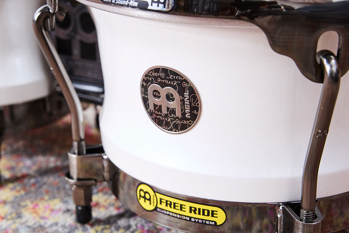 Artist Series Bongo Roberto Serrano REMO® Fiberskyn Heads - 7" & 8 1/2" Pearl White