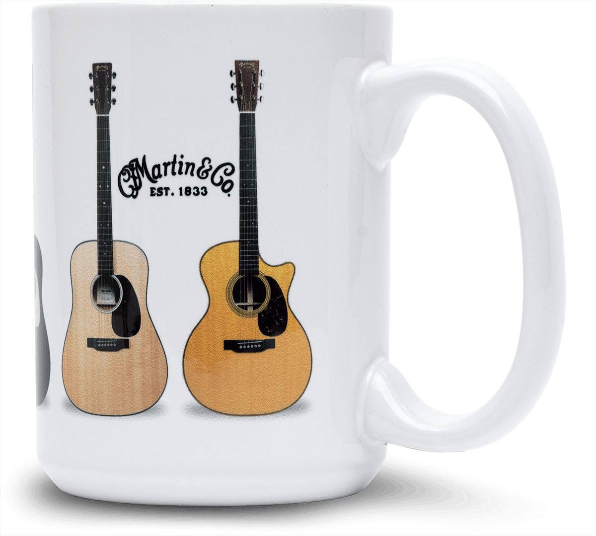 Weiße Keramiktasse mit Gitarren