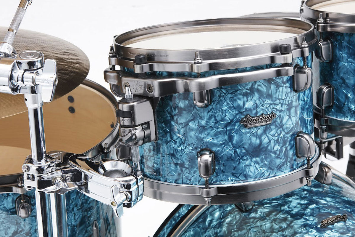 STARCLASSIC MAPLE STAGE 22 DRUM KIT SMOKED BLACK NICKEL SHELL HARDWARE TURQUOISE PEARL