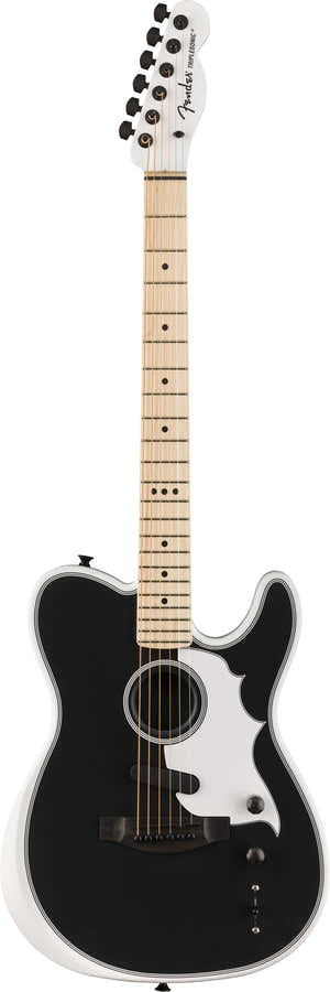 Telecaster Acoustasonic Triplesonic Signature Jack White LTD MN Satin-Arktisweiß mit schwarzer Decke