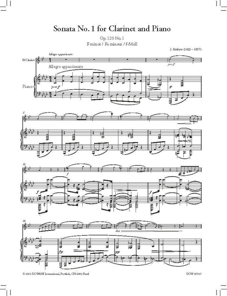 Sonata No. 1 For Clarinet And Piano