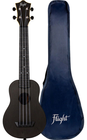 TUSL35 Schwarze Sopran Ukulele mit Konzertmensur für unterwegs