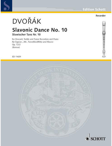 Dvorák - Slavonic Dance No 10 Op. 72/2 - 3 Blockflöten (sat) und Klavier