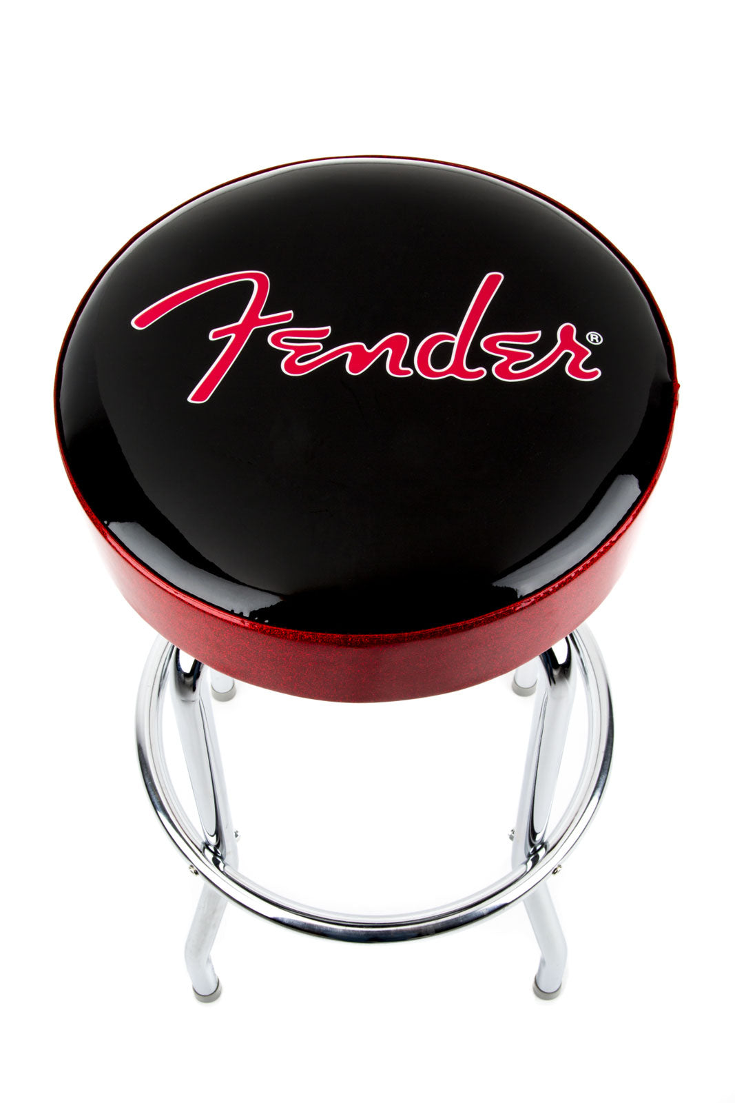 Red Sparkle Logo Barstool Black Red Sparkle-Chrome 30"