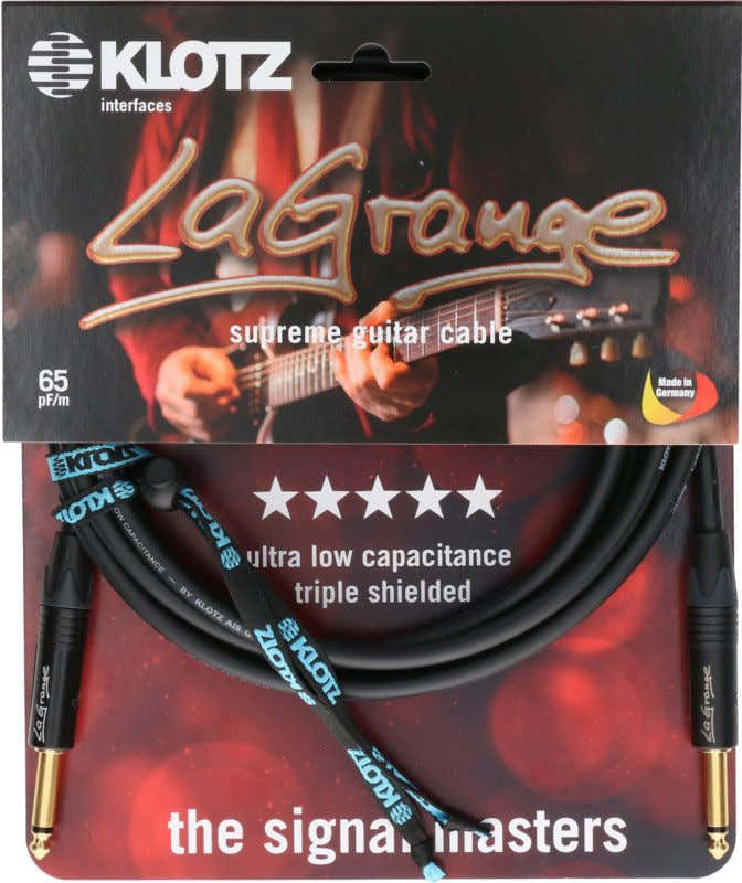 LA-grange Instrumentenkabel Schwarz 9M Mono-Klinke - Mono-Klinke Goldkontakt