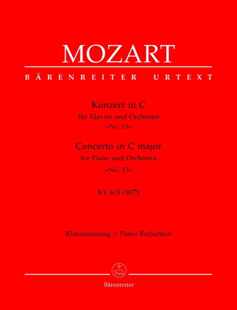 MOZART W.A. - KONZERT IN C-DUR FÜR KLAVIER UND ORCHESTER N°13 KV 415 - KLAVIERAUSZUG