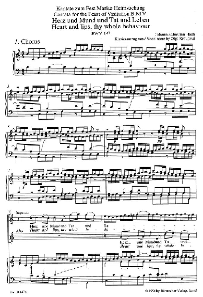 BACH J.S. - HERZ UND MUND UND TAT UND LEBEN KANTATE BWV 147 - KLAVIERAUSZUG