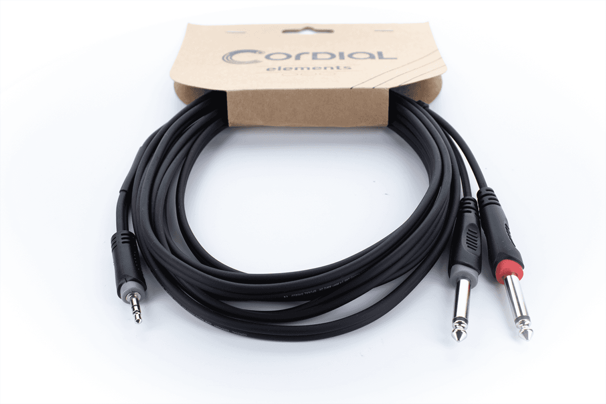 Y-Kabel Splitter Stereo-Miniklinke / 2 Mono-Klinken 3 M