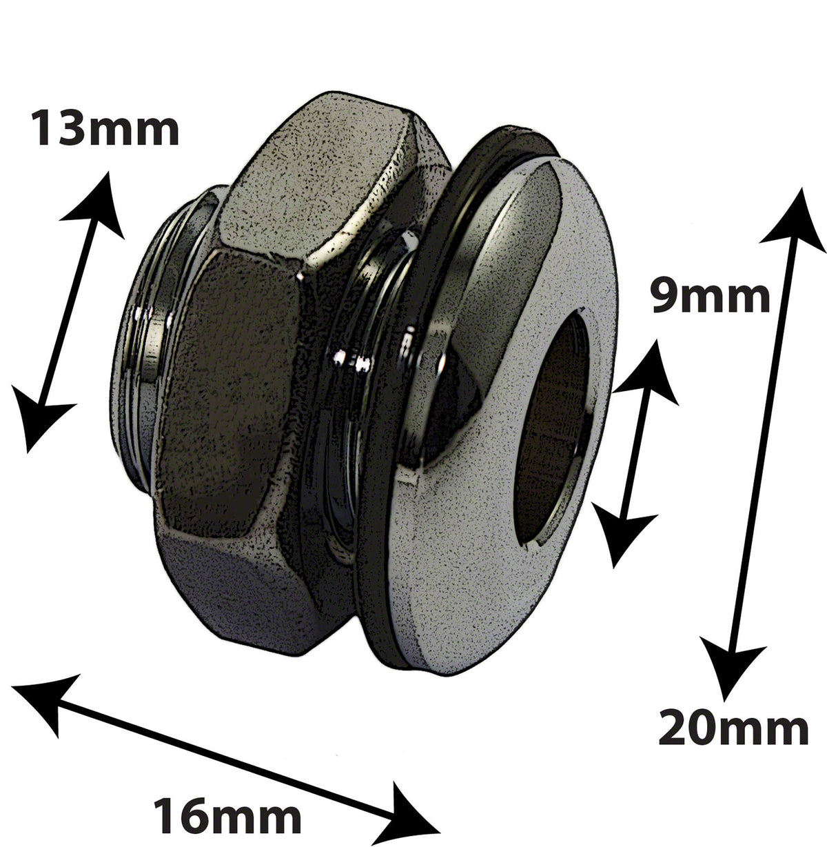 AVH1Bk - Druckguss-Druckausgleichsöffnung 16mm Schwarz