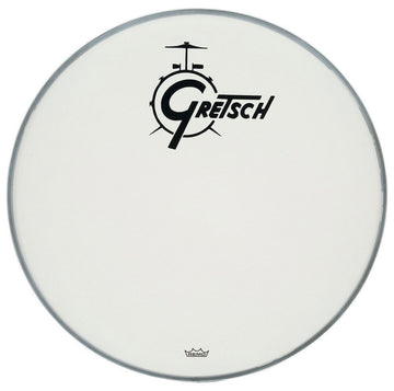 AMBASSADOR WHITE COATED 22" LOGO GRETSCH DRUMS RESONANZ