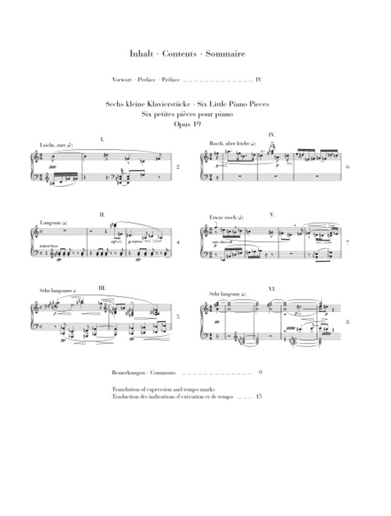 SCHONBERG ARNOLD - SIX LITTLE PIANO PIECES OP.19