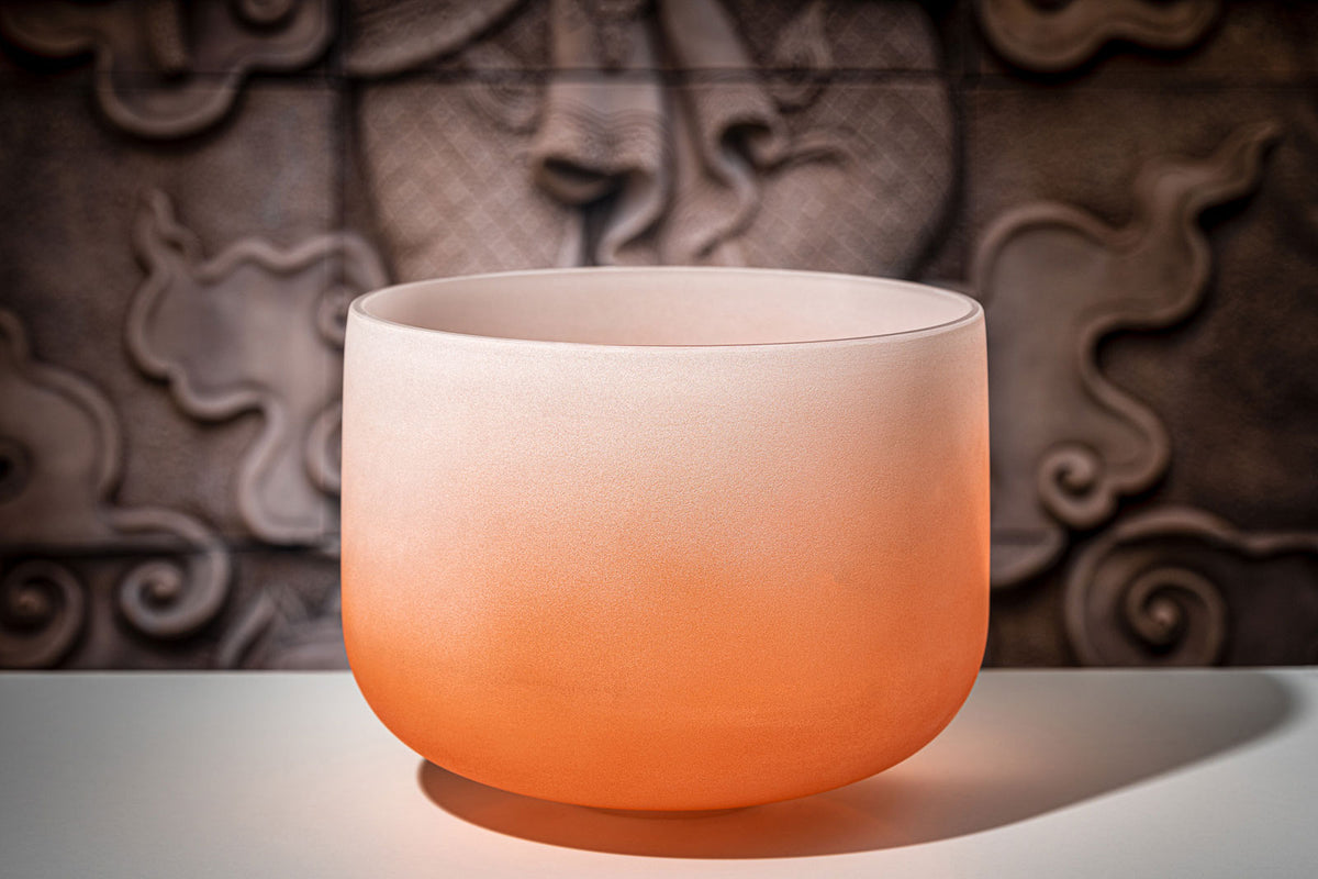 MEINL SONIC ENERGY CRYSTAL SINGING BOWL 13" COLOUR-FROSTED ORANGE NOTE D4 SACRAL CHAKRA
