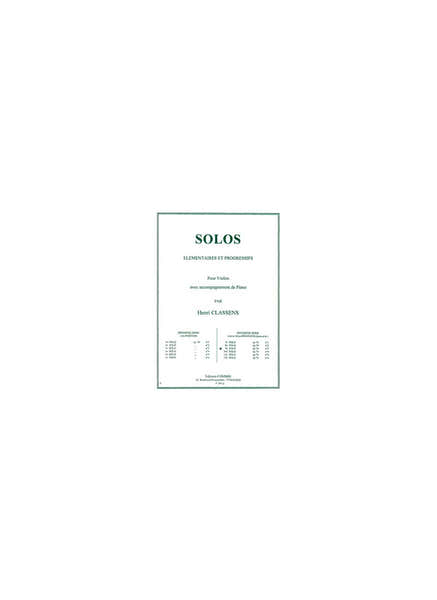 CLASSENS HENRI - SOLO N.9 OP.70 N.3 (DEUXIEME SERIE) - VIOLON ET PIANO