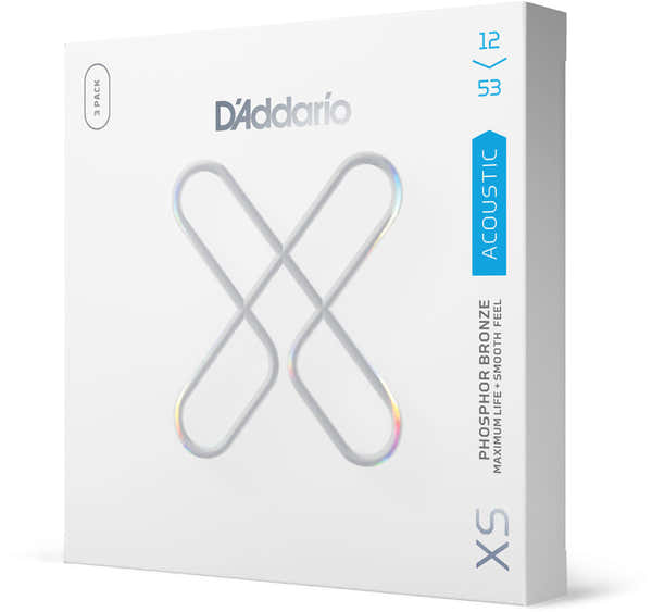 D'ADDARIO XSAPB1253-3P 12-53 REGULAR LIGHT XS PHOSPHOR BRONZE COATED 3-PACK