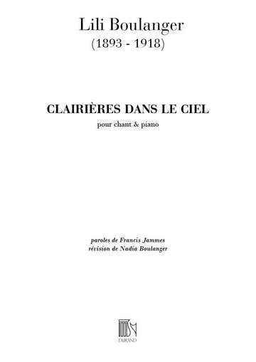 Boulanger - Clairieres Dans Le Ciel - Chant et Piano