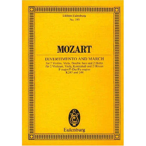 Moz - Divertimento No. 10 Fa Majeur Et Marche Kv 247 / Kv 248 - 2 Houns 2 Violons Alto Et Bass
