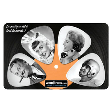 Pikcard Fifties Woodbrass Karte 4 Abnehmbare Plektren