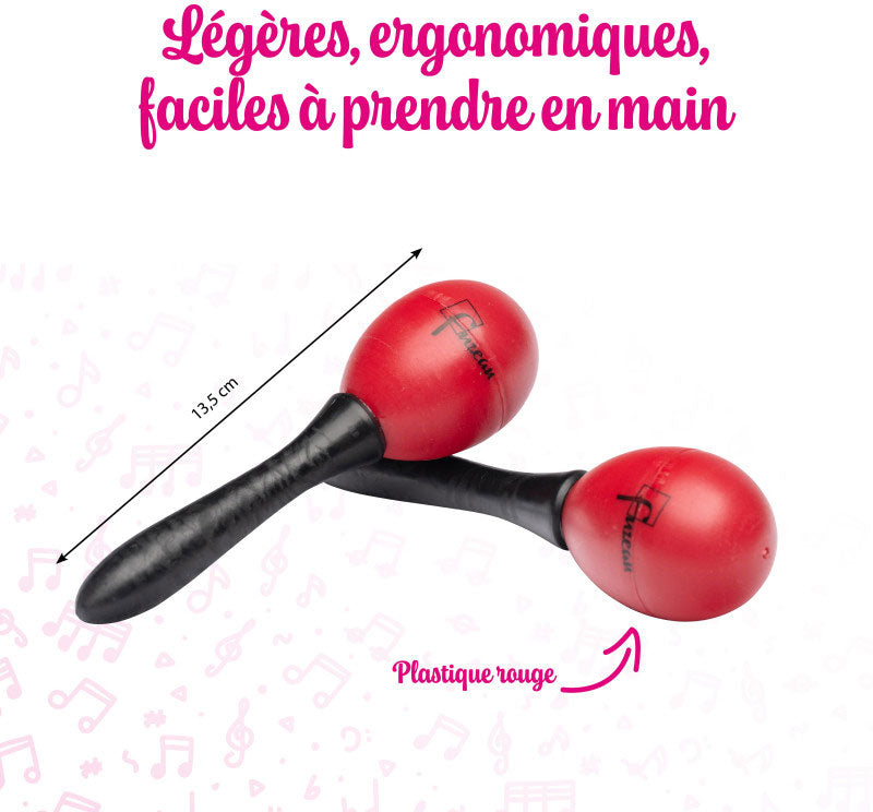 2 Paar Maracas aus rotem und schwarzem Kunststoff mit Klang