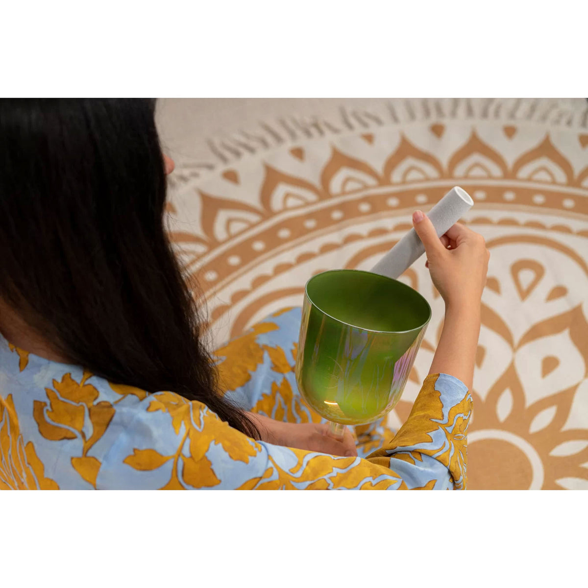 5.75" Essence Solfeggio Crystal Singing Bowl Ut 396 Hz Olive Green