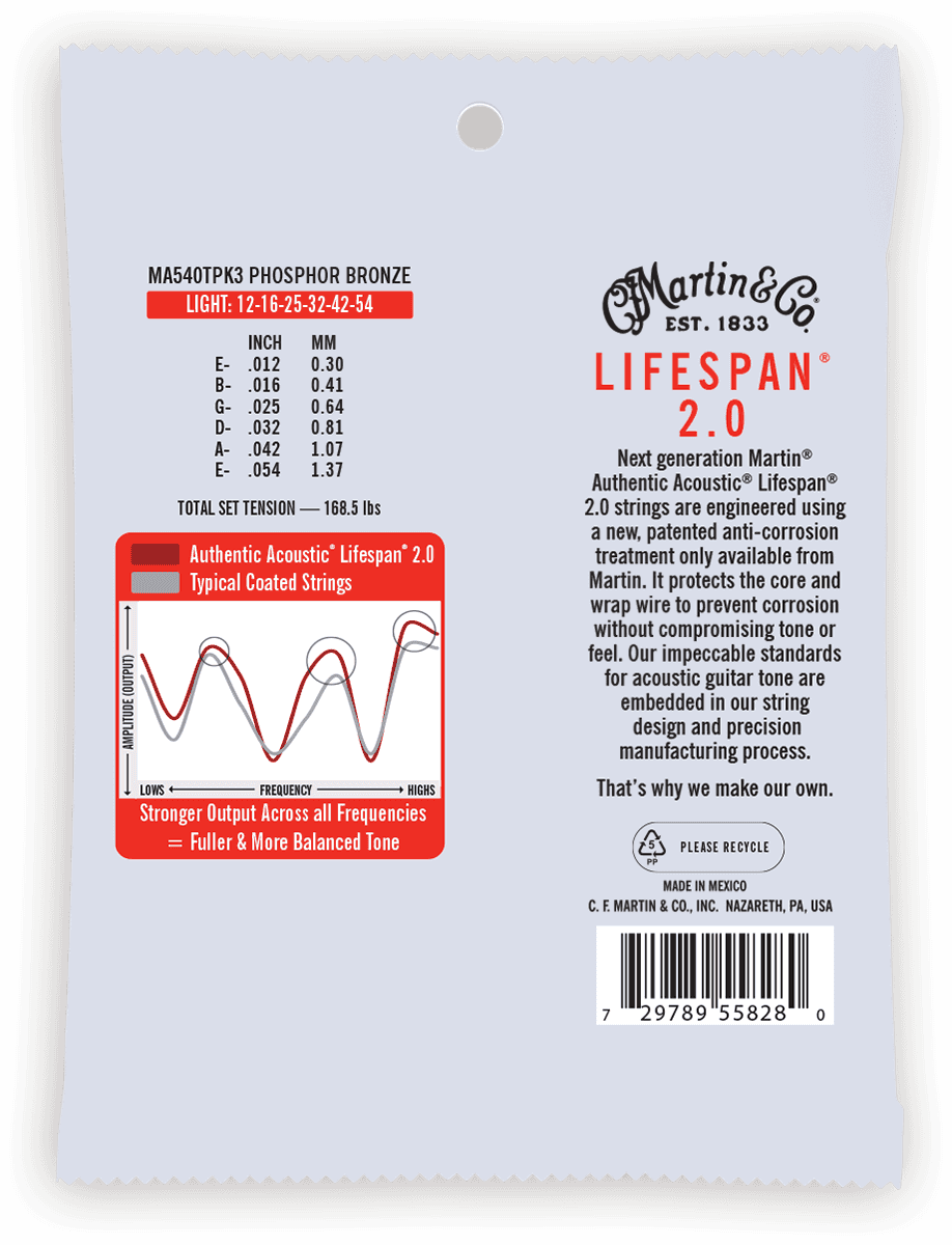 MA540TPK3 AUTHENTIC TREATED PACK 3 LIGHT 92/8 PHOSPHOR BRONZE LIGHT 12-16-25-32-42-54