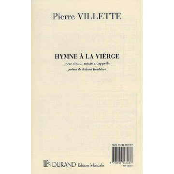 Villette - Hymne A La Vierge - 4 Voix Mixtes A Cappella