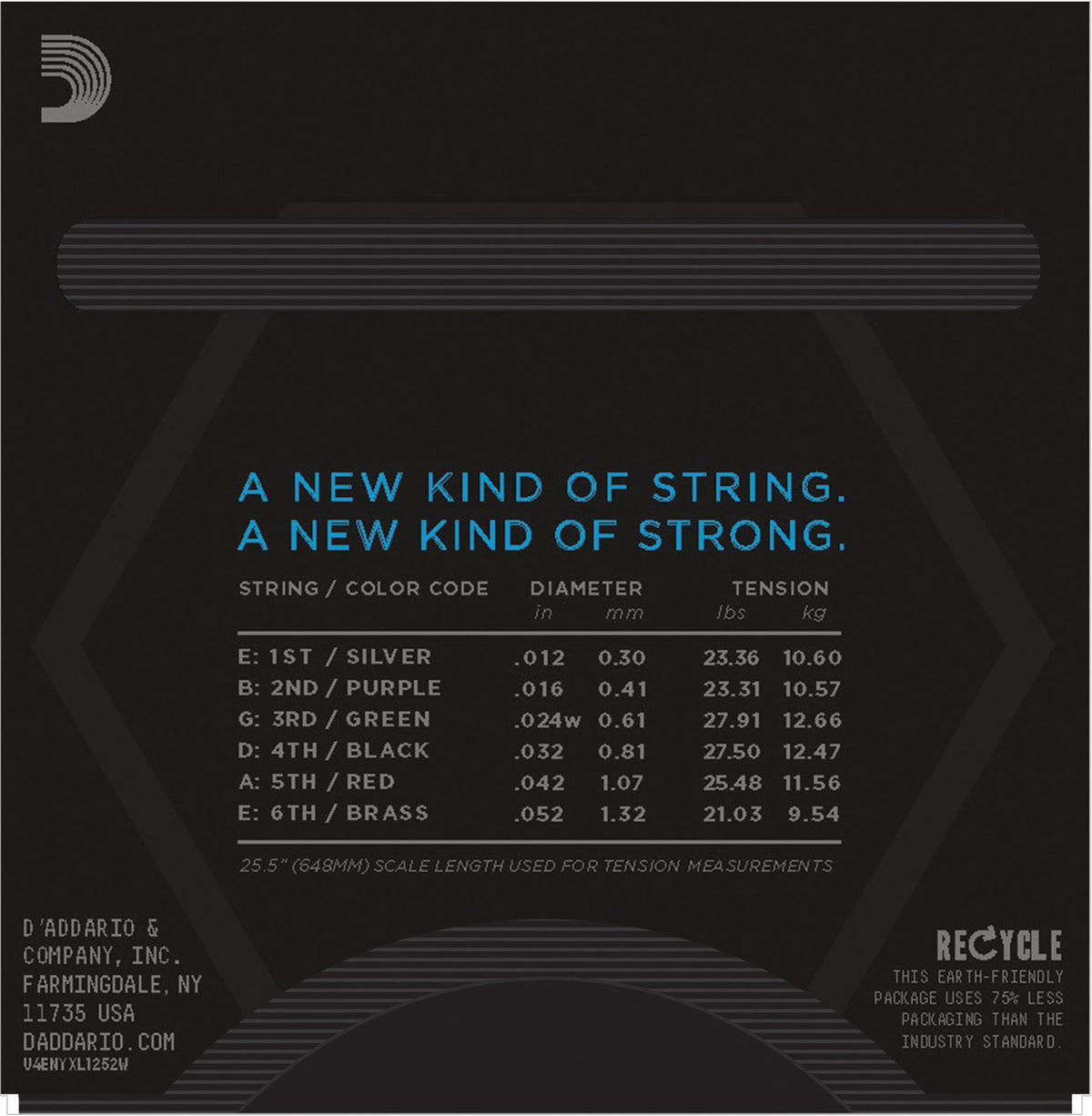 STRINGS FOR ELECTRIC GUITAR NYXL1252W NICKEL NET 3RD STRING WITH LIGHT NET 12-52