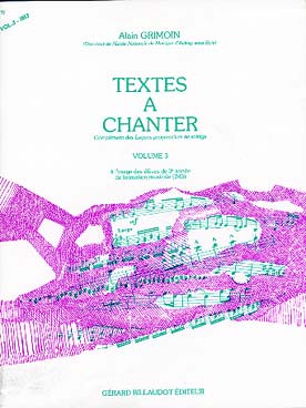 GRIMOIN ALAIN - TEXTES A CHANTER VOL.3
