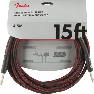 PROFESSIONAL INSTRUMENT CABLE 15' RED TWEED