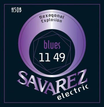 SAVAREZ STRINGS FOR ELECTRIC GUITARS HEXAGONAL EXPLOSION NICKEL BLUES .011-.049