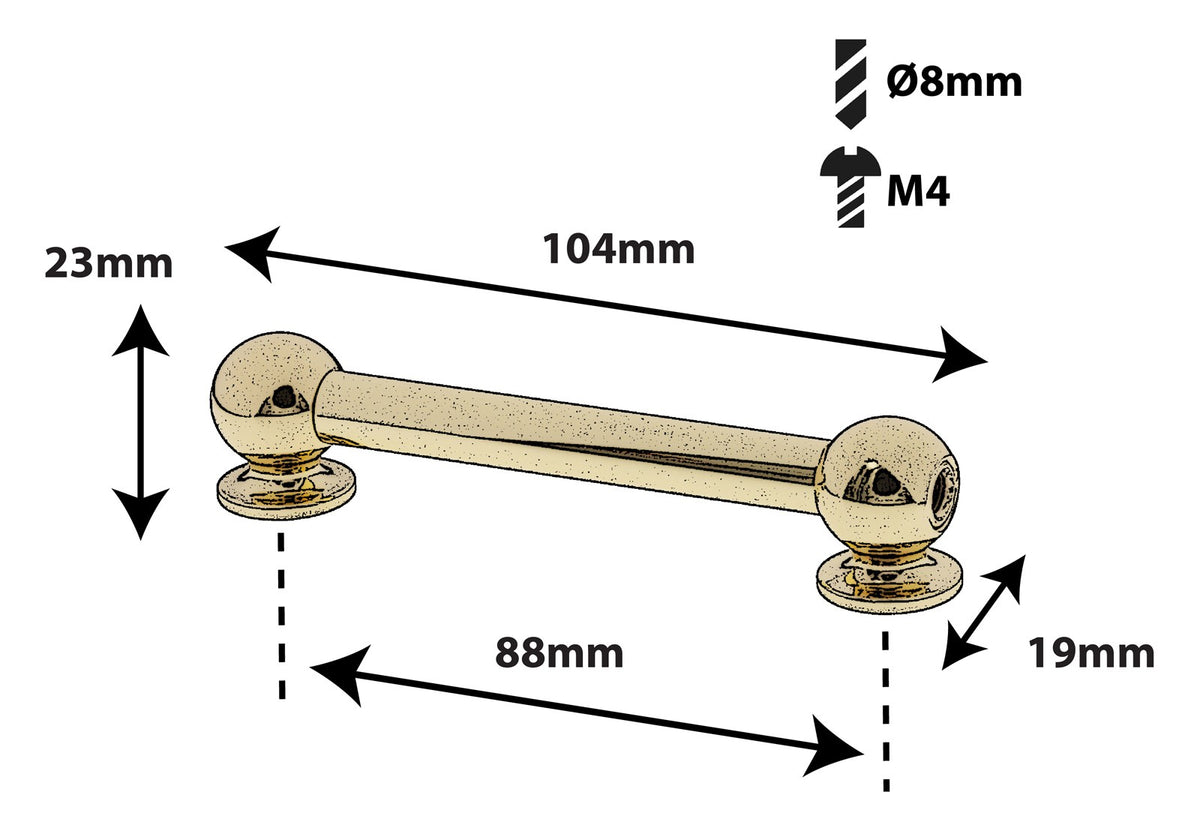 TL13D88-BR Rohrböckchen 88mm Messing Doppelseitig X1
