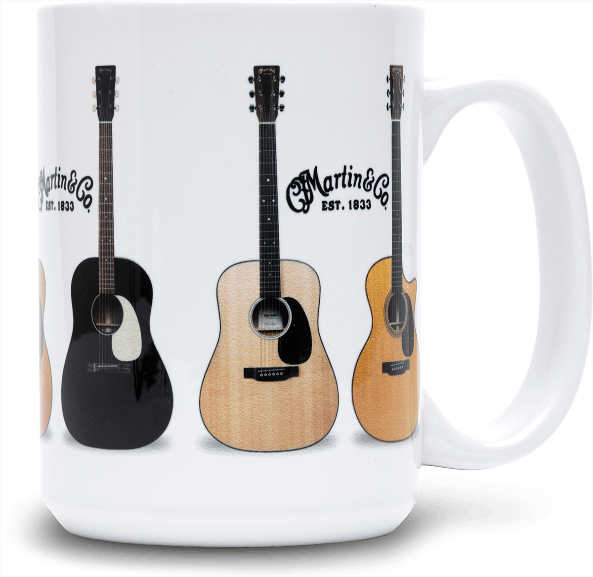 Weiße Keramiktasse mit Gitarren