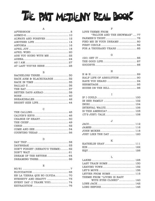 The Pat Metheny Real Book - C Instruments