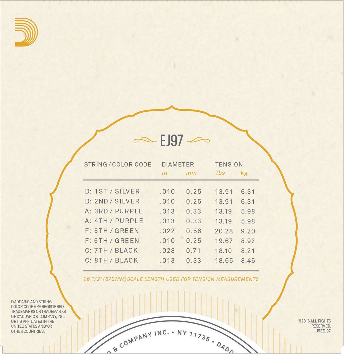 STRINGS FOR GREEK BOUZOUKI EJ97 FROM ADDARIO