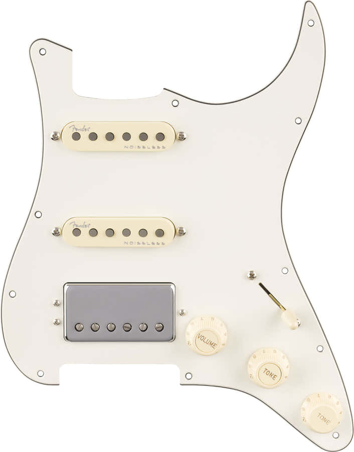 Vorverdrahtetes Strat-Schlagbrett Quadra Tap/Ultra Noiseless HSS Pergament 11-Loch PG